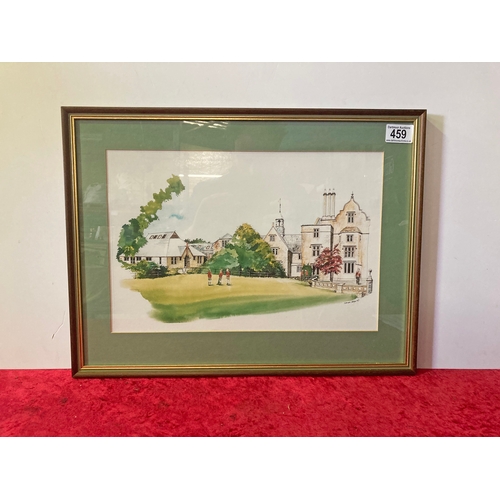 459 - Water Colour depicting school scene thought to be in Andover Frame approx 50x38cms