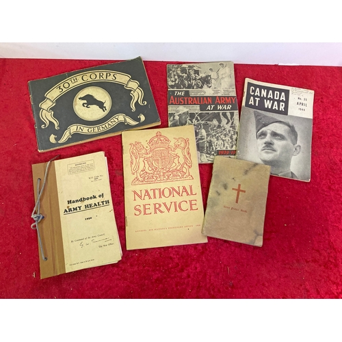 734 - Various Army handbooks, Army Health, Canada at War and  Army prayer book