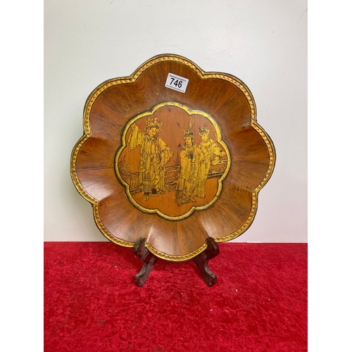 746 - Unusual Oriental gilded carved wood bowl on stand