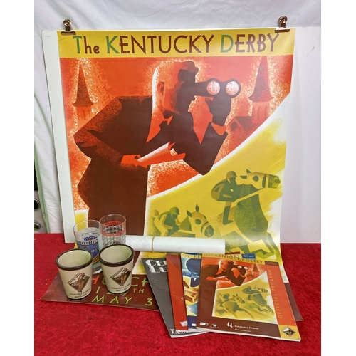 755 - Kentucky Derby memorabilia including brochures, glasses, posters