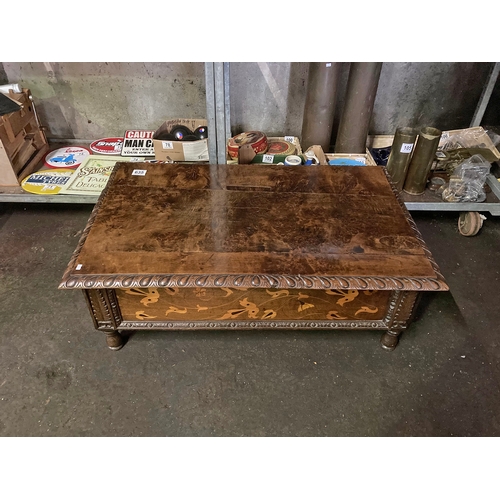 1347 - A large beautiful coffee table with stunning marquetry detailing in a leaf style to front, a super t... 