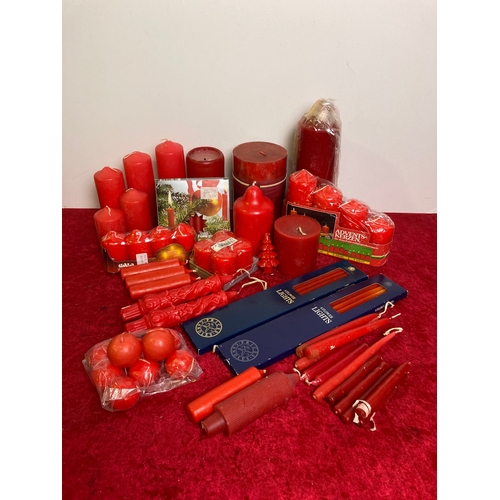 1214 - Box of red candles, some unopened