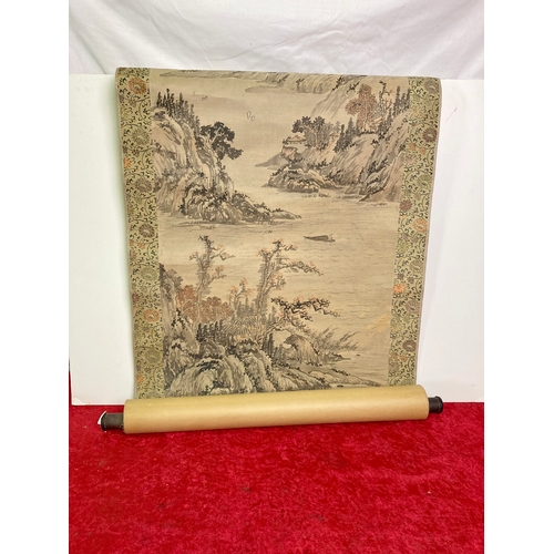 1221 - Beautiful rolled Japanese hand painted picture