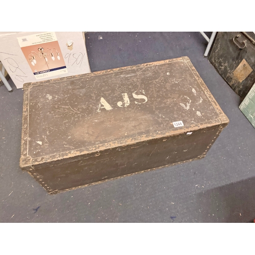 1244 - A metal trunk inscribed AJS