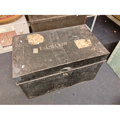 1245 - A metal, traveling trunk - I Luckin inscribed on top