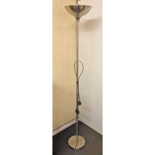 1287 - Freestanding weighted aluminium, or silver metal uplighter lamp