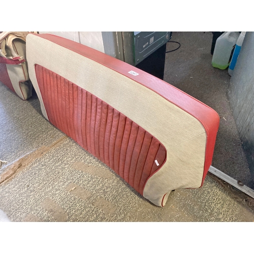 1297 - 2 bench seat from a vintage car plus one seat cover - tweed effect and burgundy -