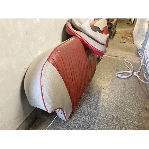 1297 - 2 bench seat from a vintage car plus one seat cover - tweed effect and burgundy -