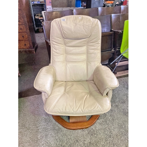 1349 - Extremely comfortable and well padded lounge Silver Chair in Taupe with matching footstool