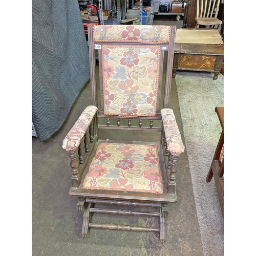 1355 - Nice fireside chair - needs some work but has lovely detail on  the spindles