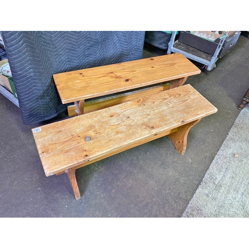 1361 - 2 pine trestle form benches