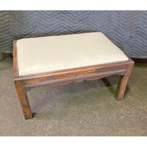 1354 - Large wooden and padded foot stool or bench seat