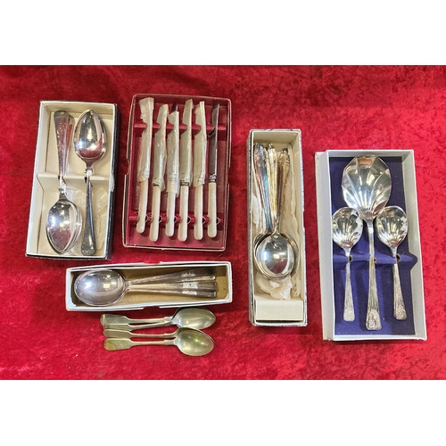 1130 - Collection of mixed cutlery, some silver plated