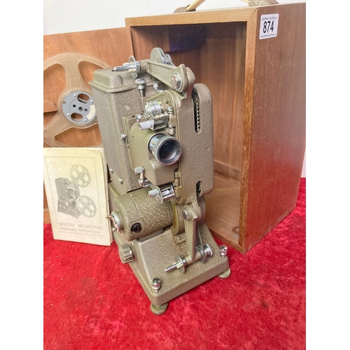 874 - A SPECTO projector in lockable wooden casing with key and instructions. Dual gauge -9.5/16mm. Comes ... 