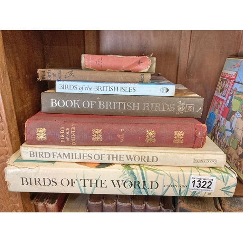 1322 - A selection of books on birds, bird spotting with John Holland, Wild Birds of Britain 1929 with 100 ... 