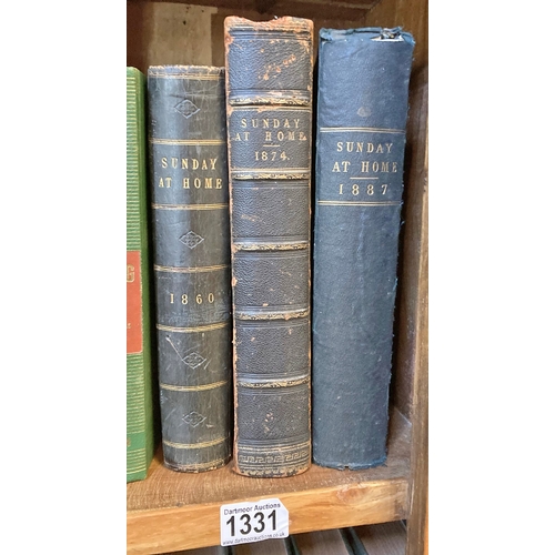 1331 - 3 editions of Sunday At Home 1860, 1874, 1877. Beautifully bound - a really special buy - with pen a... 