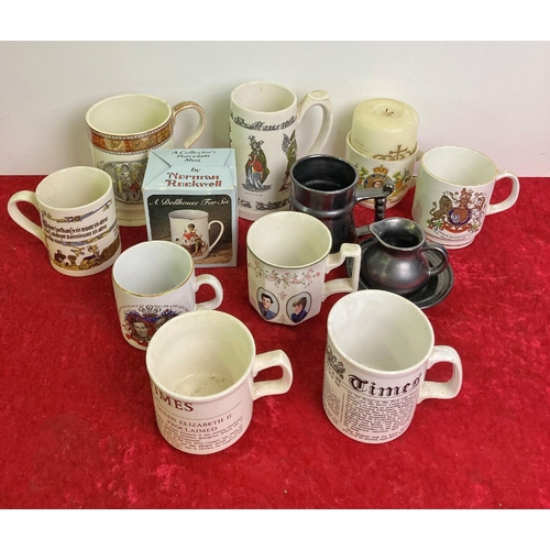 1306 - Lots of collectible mugs including Adams Charles Dickens and Royal Commemorative Mug