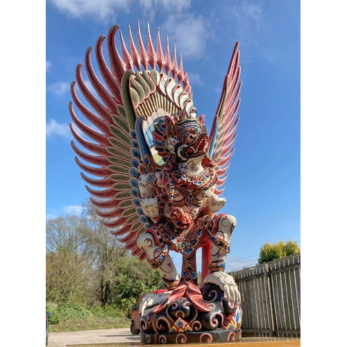 940A - Indonesian Garuda God. Half man, half bird - carved wooden figure, hand painted with intricate detai... 