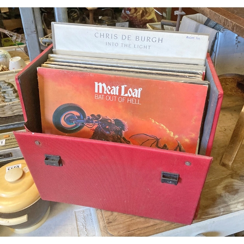 1133 - Red case of LP records including Supertramp, The Who, Pink Floyd, Dire Straits, Genesis, Meat Loaf a... 