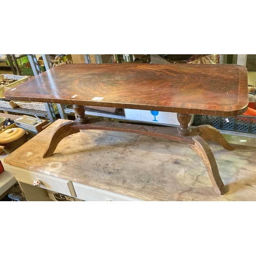 1374A - A stunning stretcher coffee table of some age with slight inlaid top