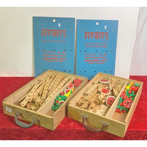 1137 - Two wooden boxed fit-bits, with wooden building toys, made by Goodwood Toys