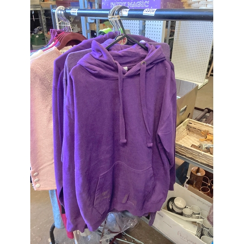 1220A - Four purple and one black adult size hoodies