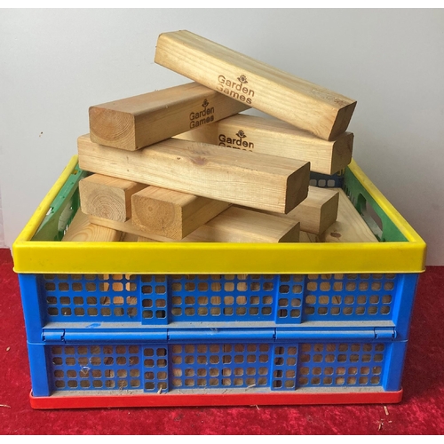 104 - Garden games including wood Giant Jenga blocks