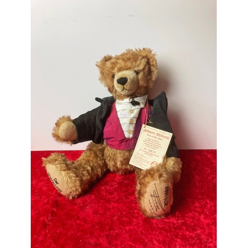 126 - Limited edition Hermann Johan Strauss king of the waltz Mohair musical teddy bear (cute)