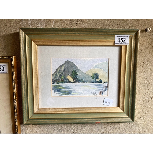 452 - Watercolour of a Lakeland scene signed Sybil - Frame approx  31 cm x 25.5 cm