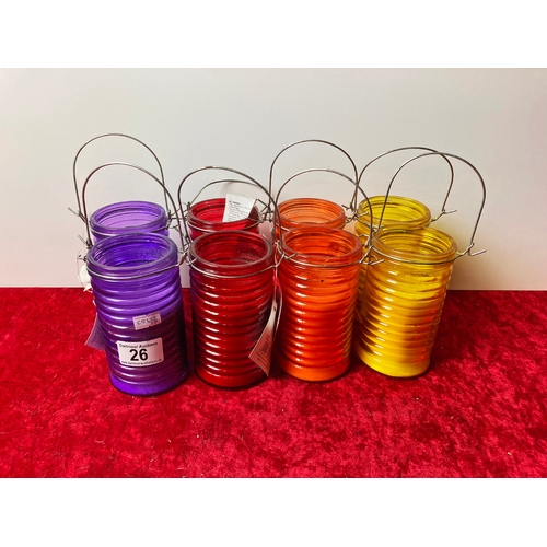 26 - 8 outdoor wax filled lanterns