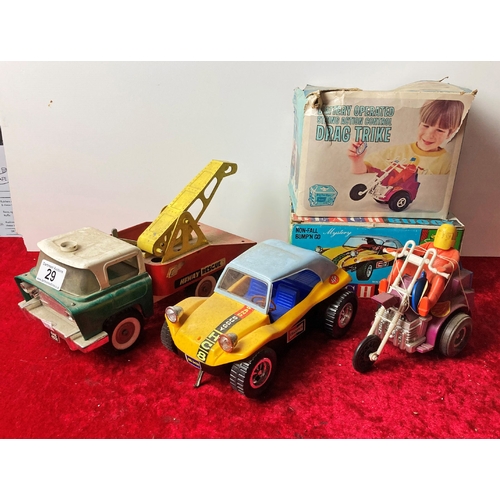 29 - 3 Vintage toys including Tri-ang pick up truck and 2 boxed toys