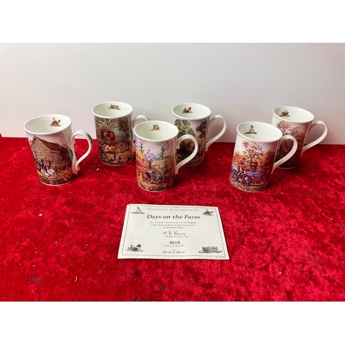 68 - Set of six Danbury Mint 'Days on the Farm' bone china mugs designed by Michael Herring