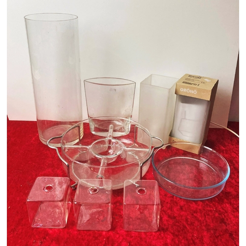 44 - Large selection of glassware including vases and light fittings