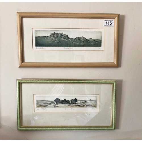 415 - Laurie Rudling: 2 signed, inscribed & numbered in pencil limited edition colour etchings of Dartmoor... 