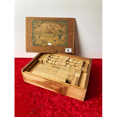 66 - Boxed vintage wooden block building set