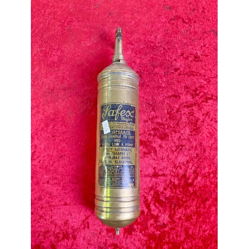 605 - Brass Safex major vintage fire extinguisher