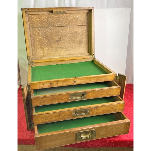 687 - A fabulous, wooden draw unit with brass fittings, 49cm wide, 33cm tall, 36cm deep