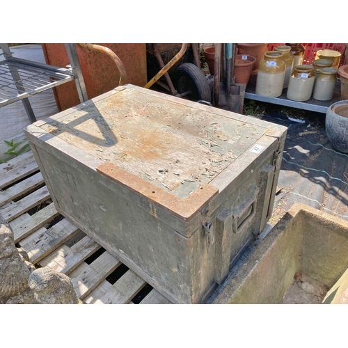 47 - Wooden chest with metal fittings possibly military