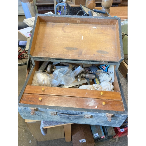 161 - Impressive wooden tool box with a good selection of mixed tools