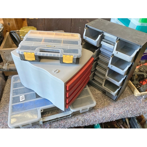 170 - Four plastic tool boxes / containers