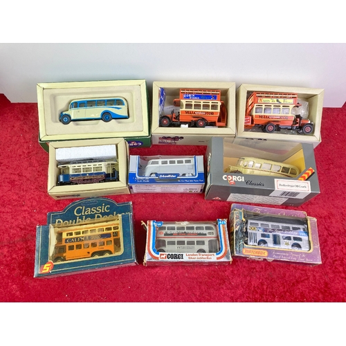 860 - Tray of boxed model buses inc Corgi