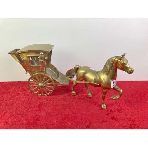 898 - Large brass horse and cart approx 48 cm long