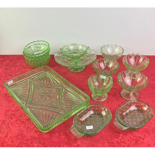 910 - Quantity of collectible green glass