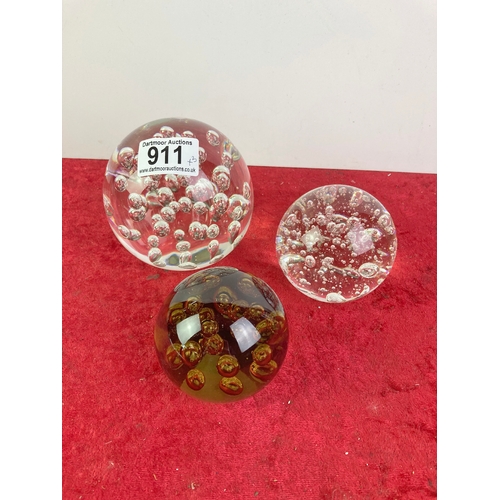 911 - 3 bubble glass paperweights