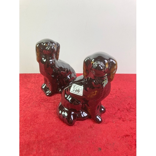 958 - Pair of ceramic spaniel dogs 19.5 cm tall