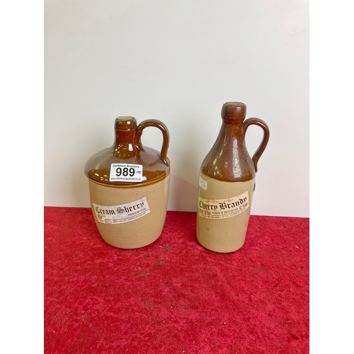 989 - Cherry Brandy and Cream Sherry stoneware jugs with contents!