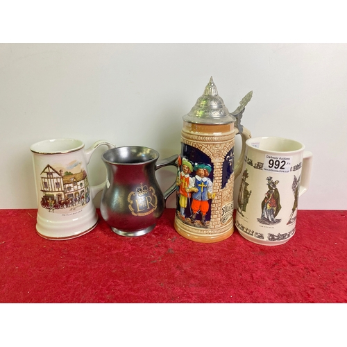 992 - 4 beersteins and tankards