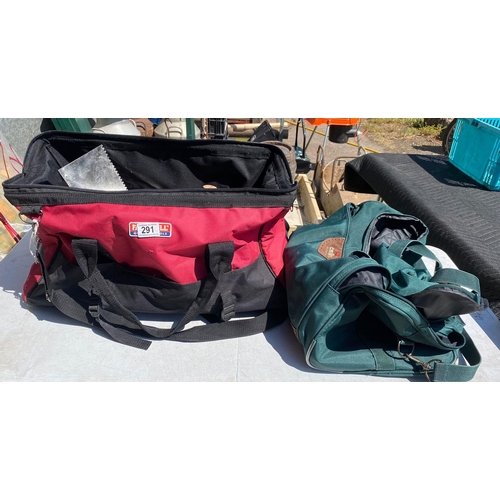 291 - 2 sports bags containing tools including a Bosch cordless Secateur