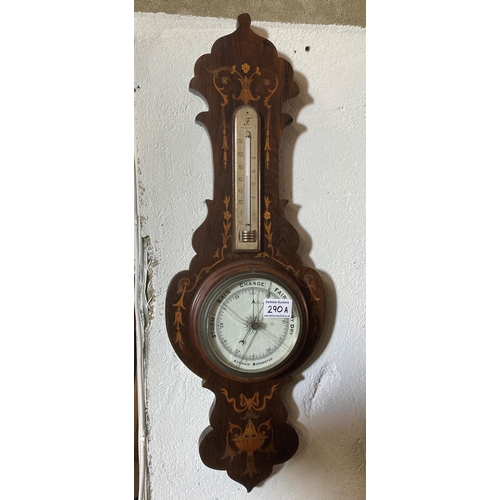 290a - Barometer with inlaid detail - cracked glass