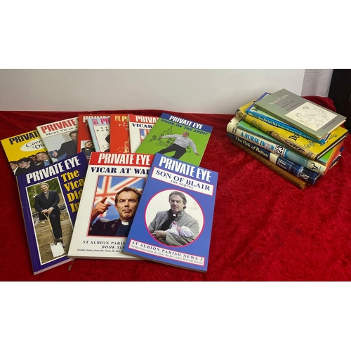 323 - A mixed selection of books including Private Eye